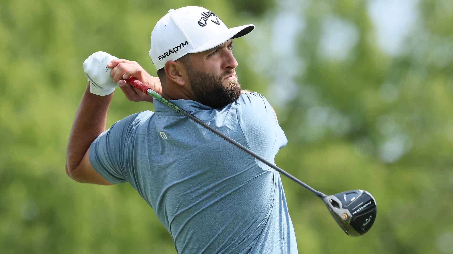 Jon Rahm hits drive at 2023 PGA Championship
