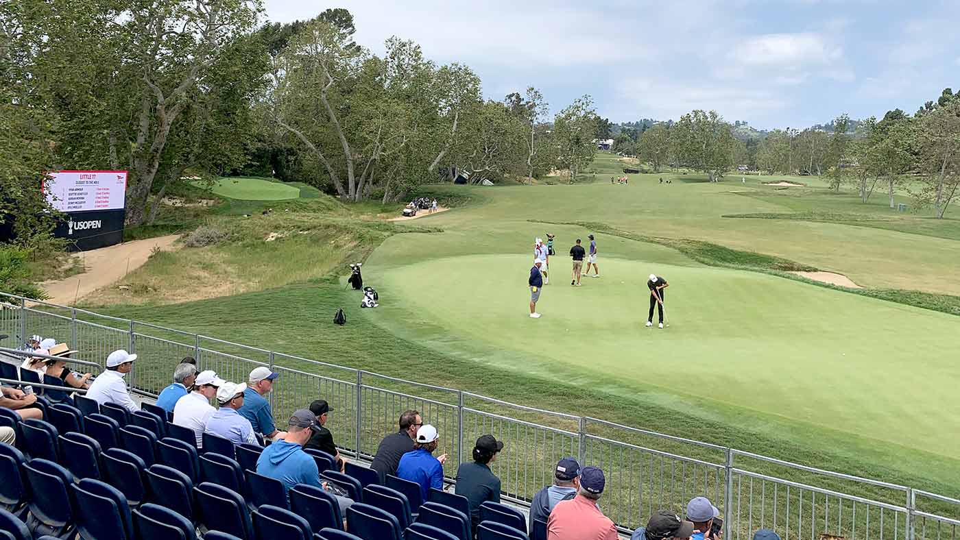 The current 17th (and old 17th) at Los Angeles Country Club's North Course.