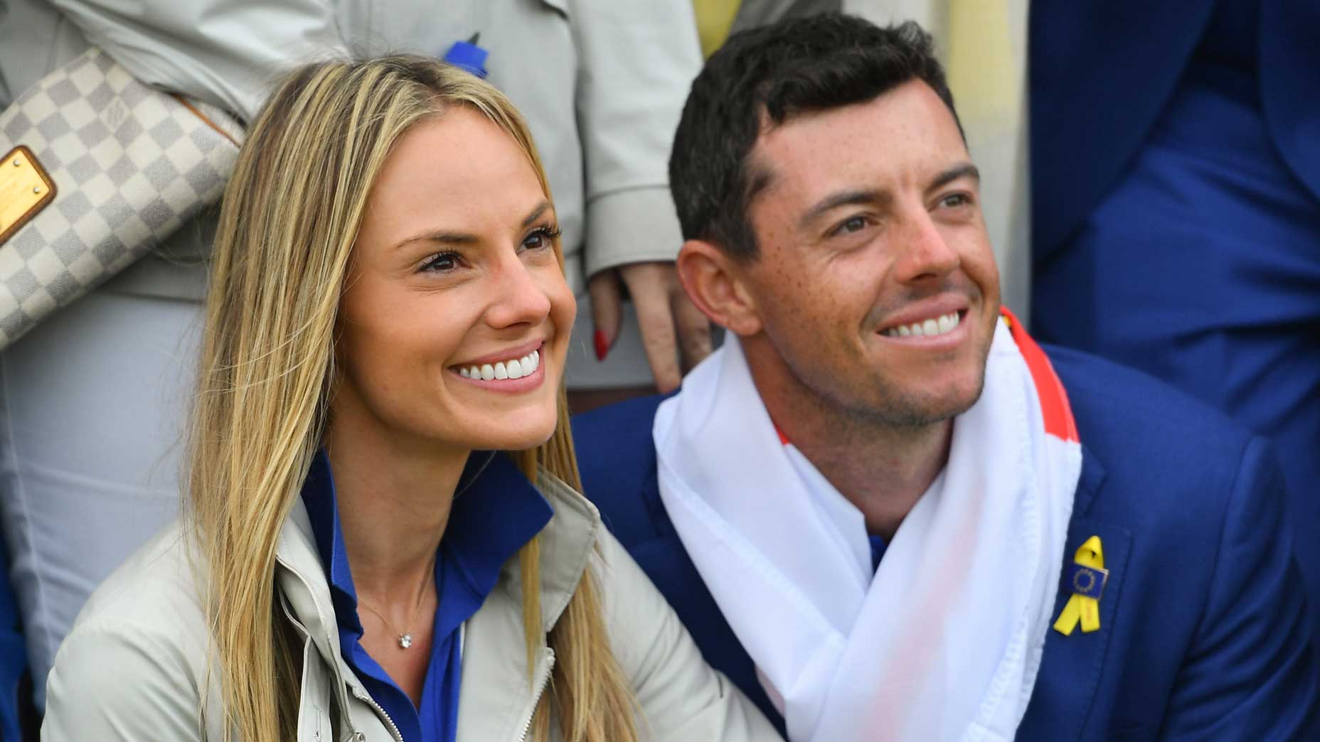 rory mcilroy and erica stoll pose together