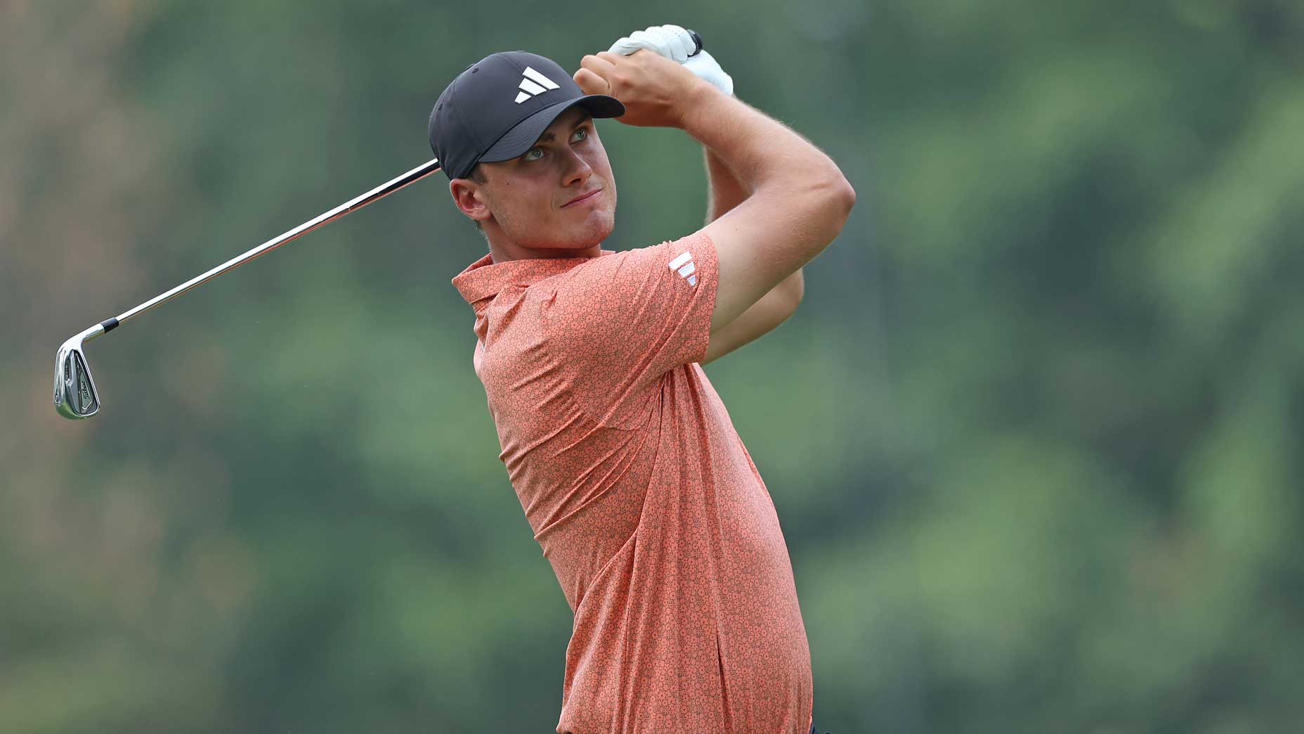 Ludvig Aberg of Sweden tees off on the 9th tee during the second round of the Rocket Mortgage Classic at the Detroit Country Club in Detroit, Michigan, MI, USA Friday, June 30, 2023.