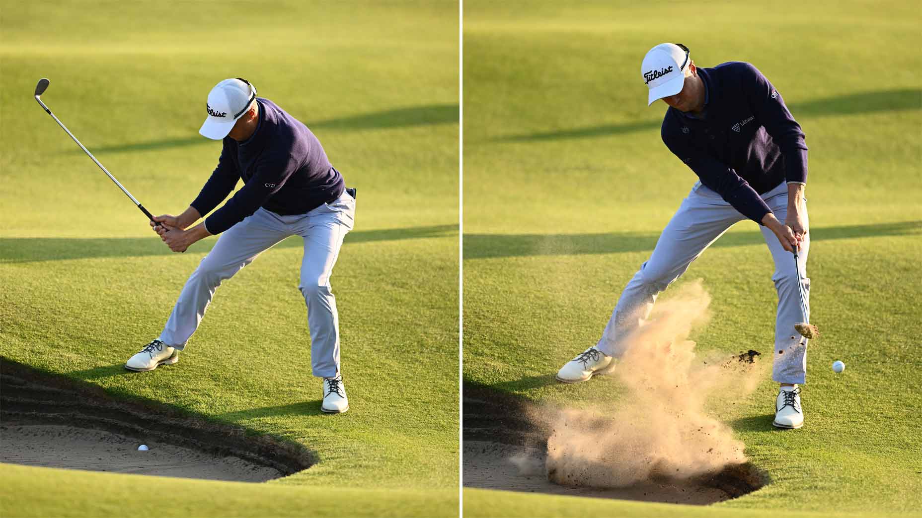 justin thomas hits bunker shot