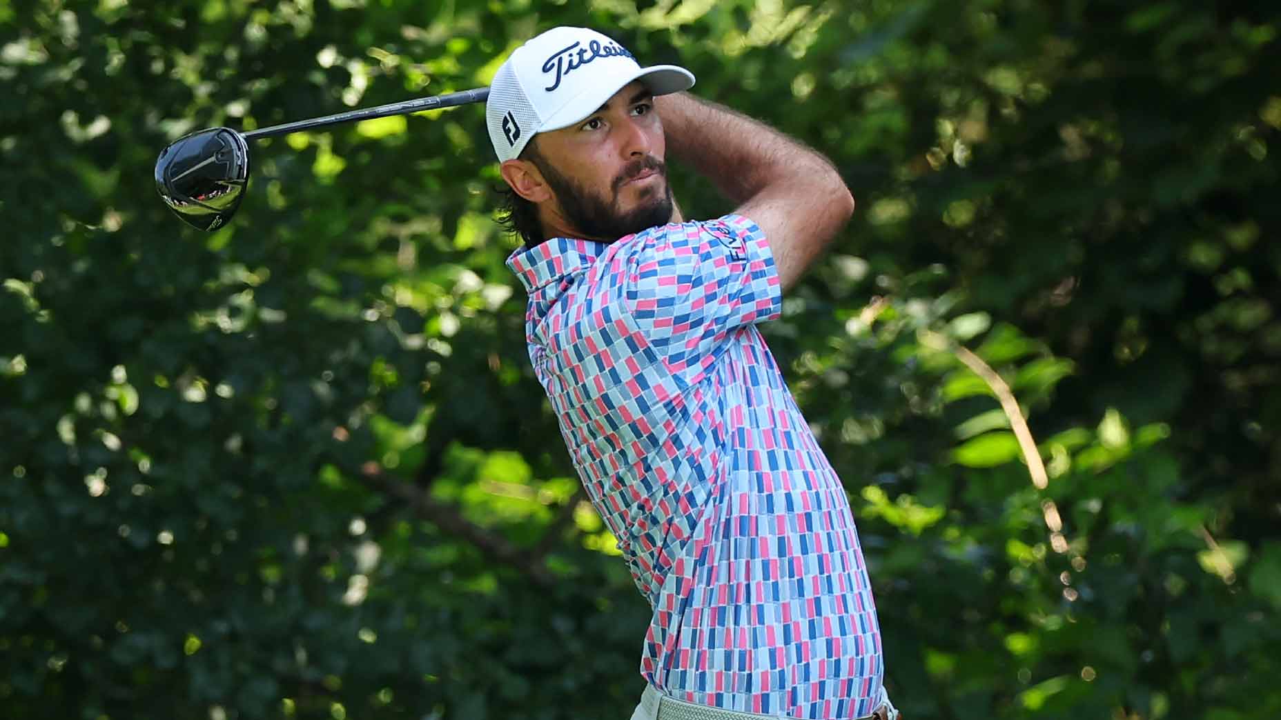 Max Homa watches drive at BMW Championship