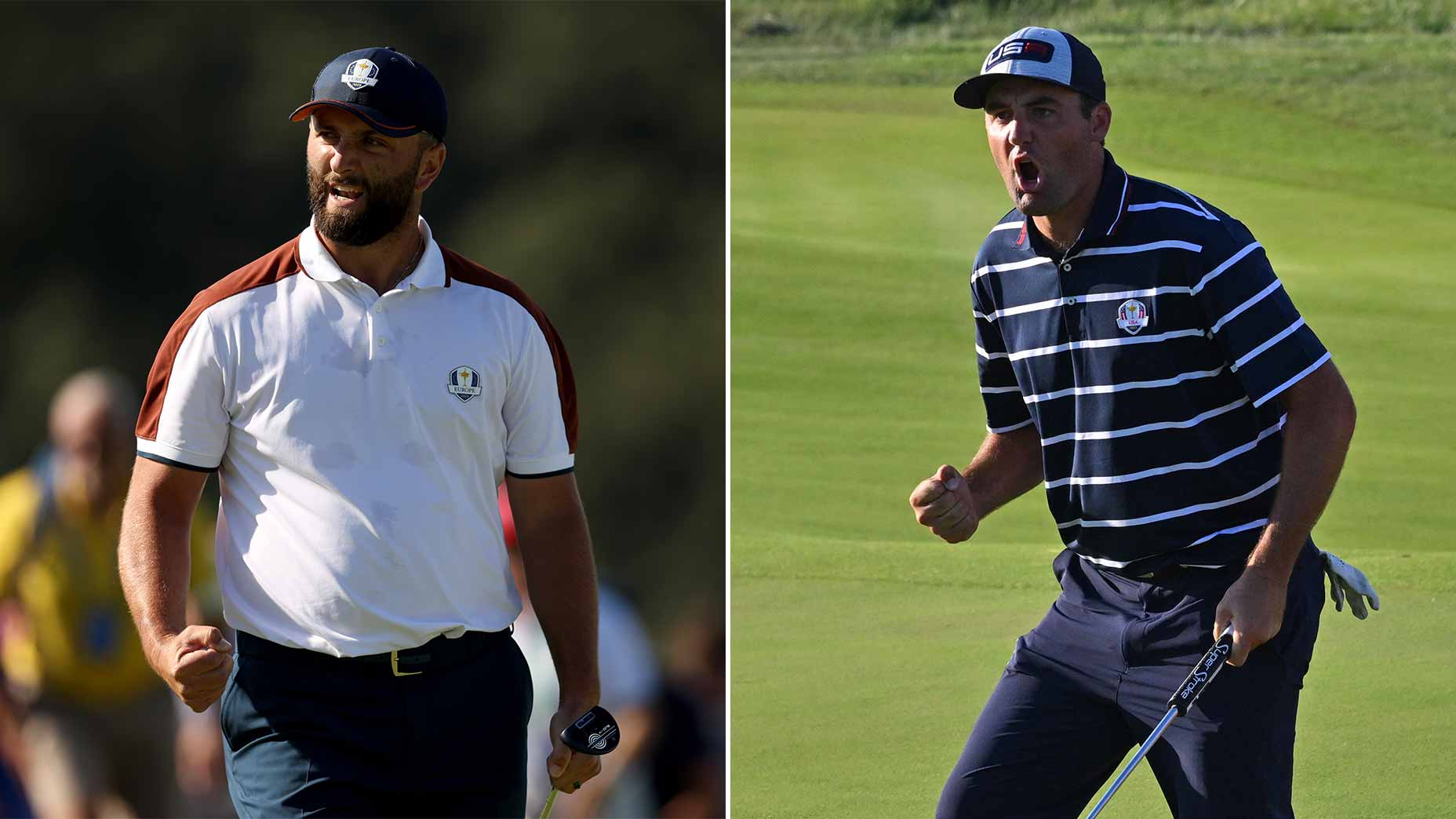 Jon Rahm of Team Europe reacts on the 11th green during the Saturday morning foursomes matches of the 2023 Ryder Cup at Marco Simone Golf Club on September 30, 2023 in Rome, Italy.