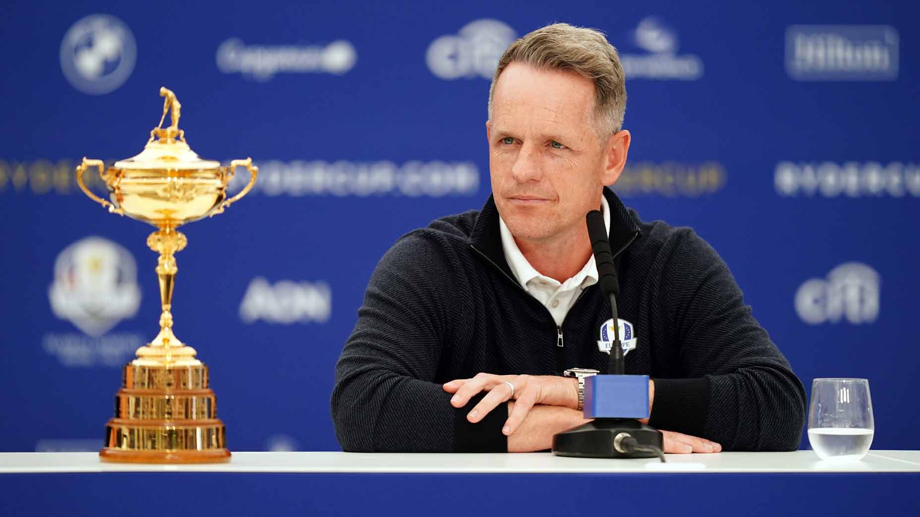 luke donald speaks to the media