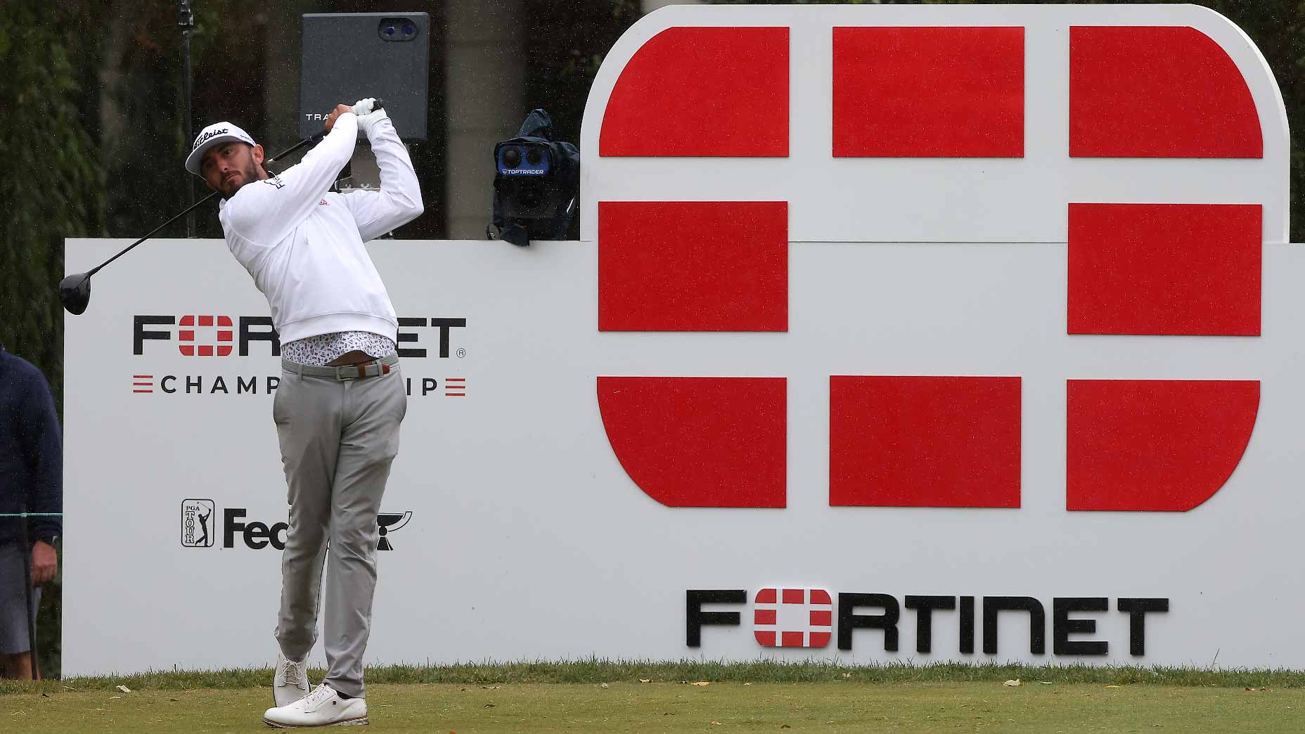 Max Homa hits drive at Fortinet Championship
