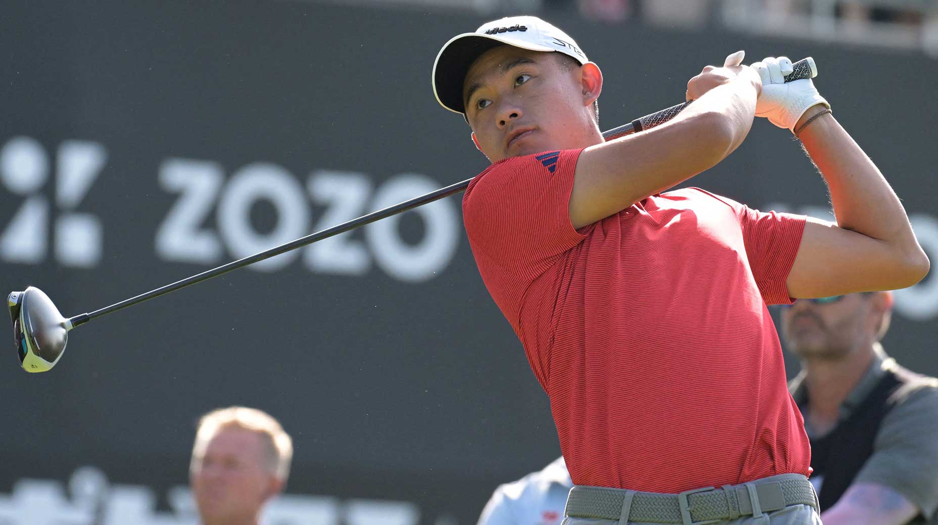 Collin Morikawa hits a shot at the Zozo Championship.