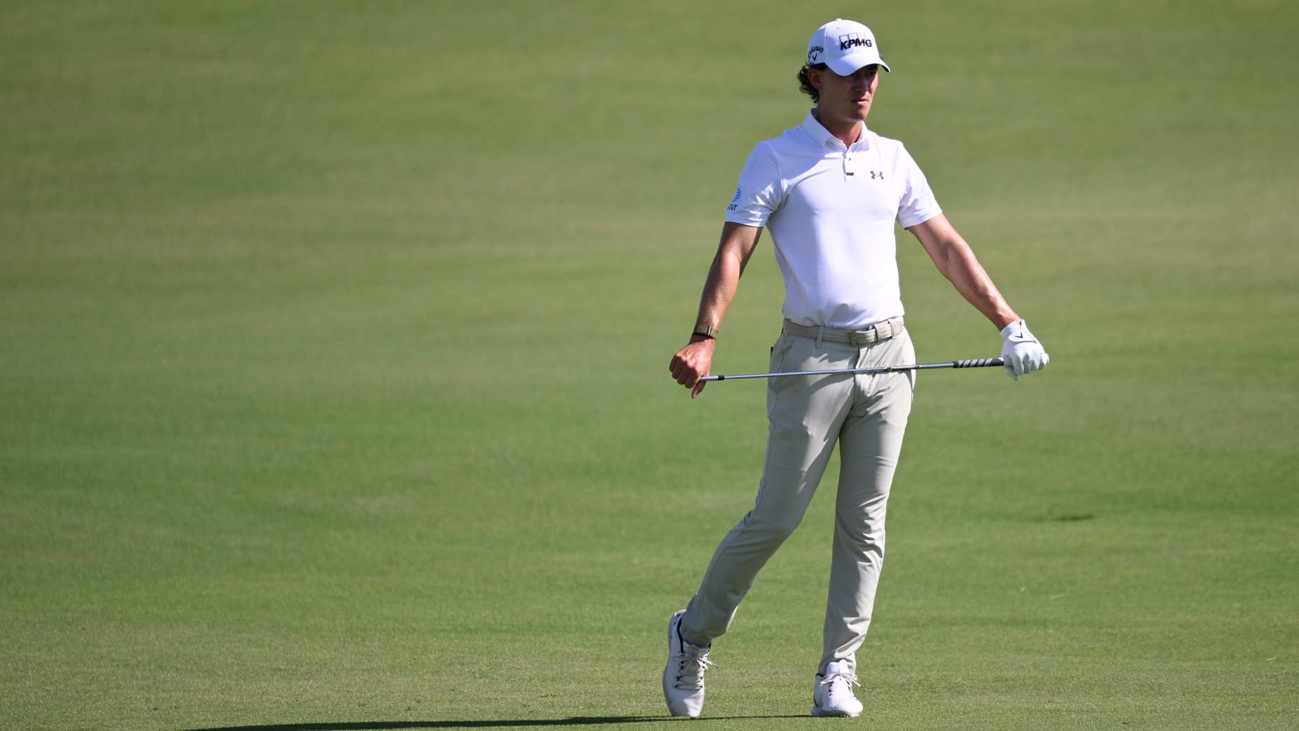 Maverick McNealy of the United States plays a shot on the first hole during the first round of the World Wide Technology Championship at El Cardonal at Diamante on November 02, 2023 in Cabo San Lucas, Baja California Sur, Mexico.