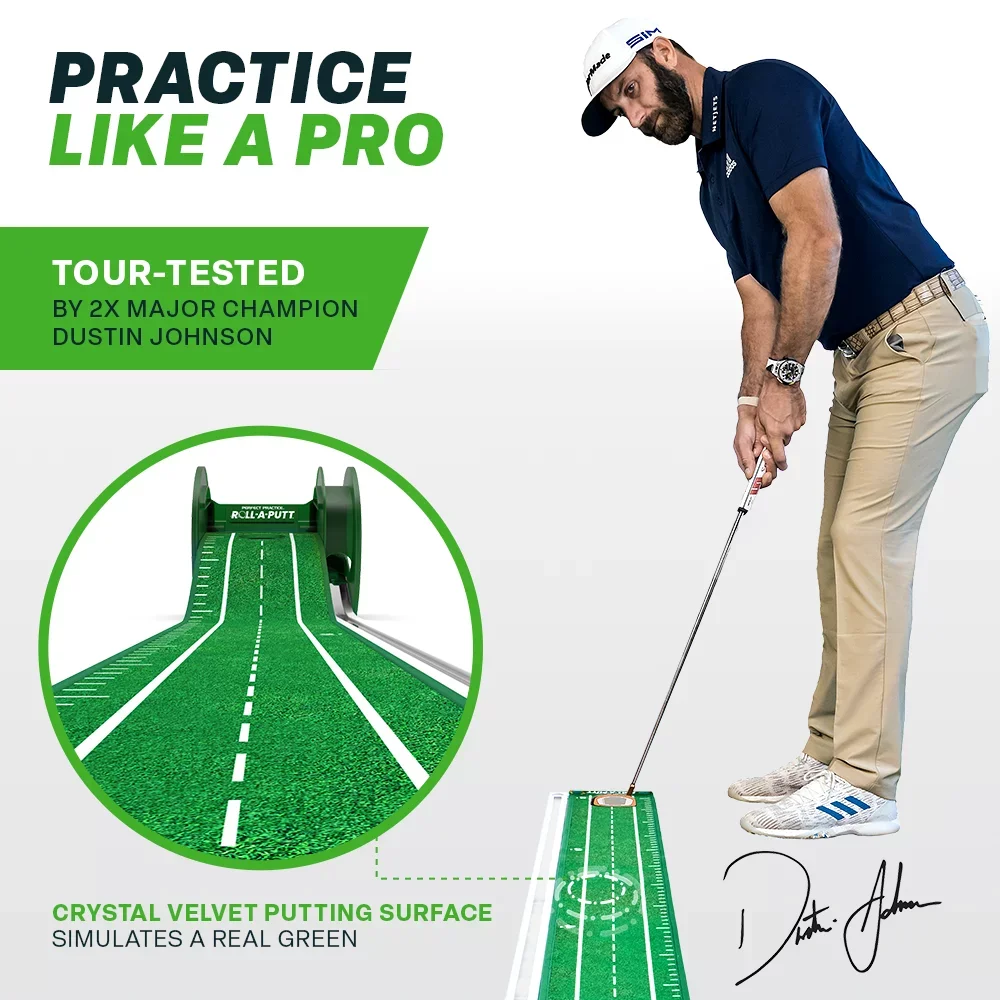 Roll-a-Putt Perfect Practice Putting Mat, 8', Crystal Velvet Trueroll Technology