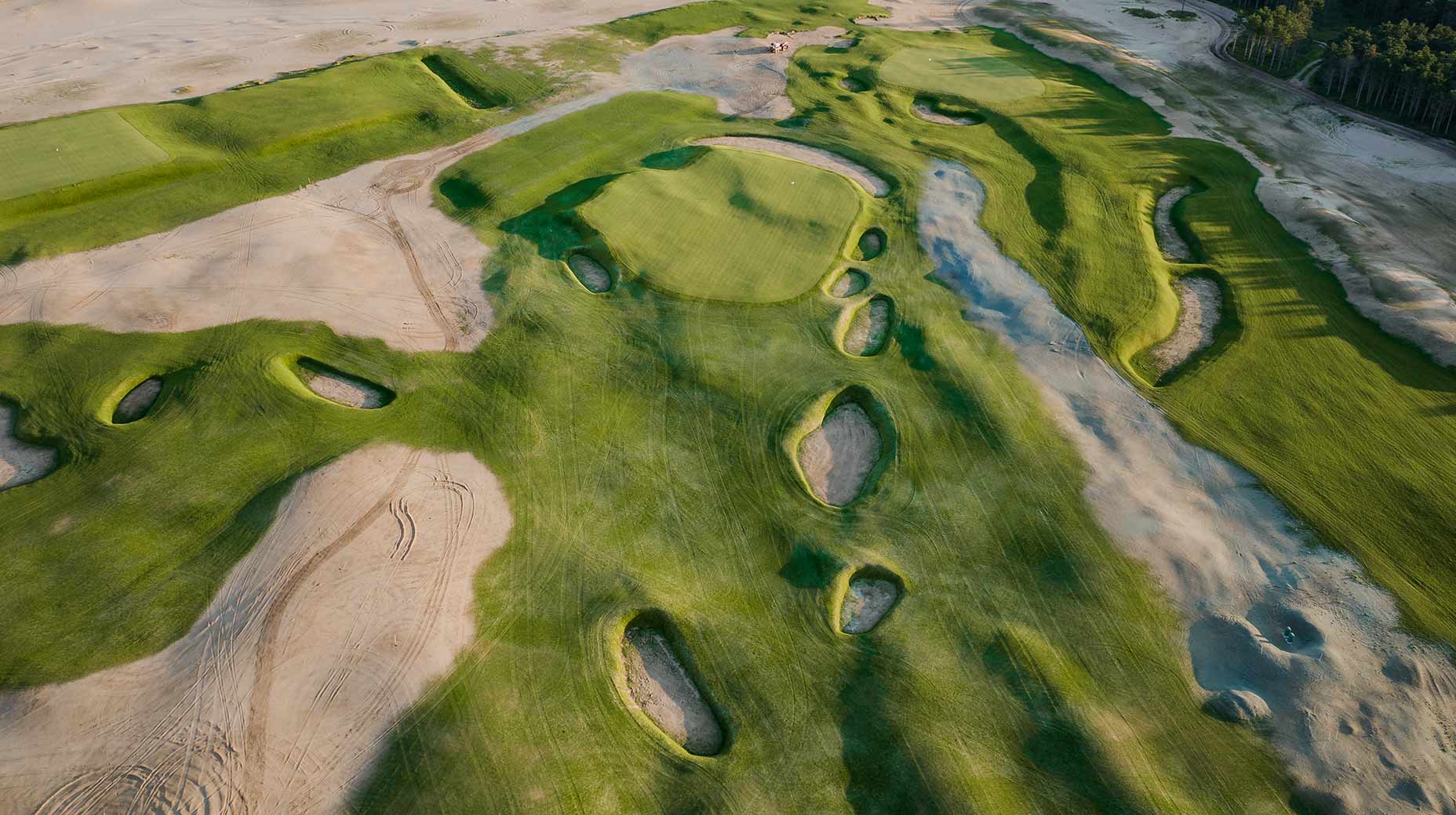 Arial view of the Lido golf course in Sand Valley.
