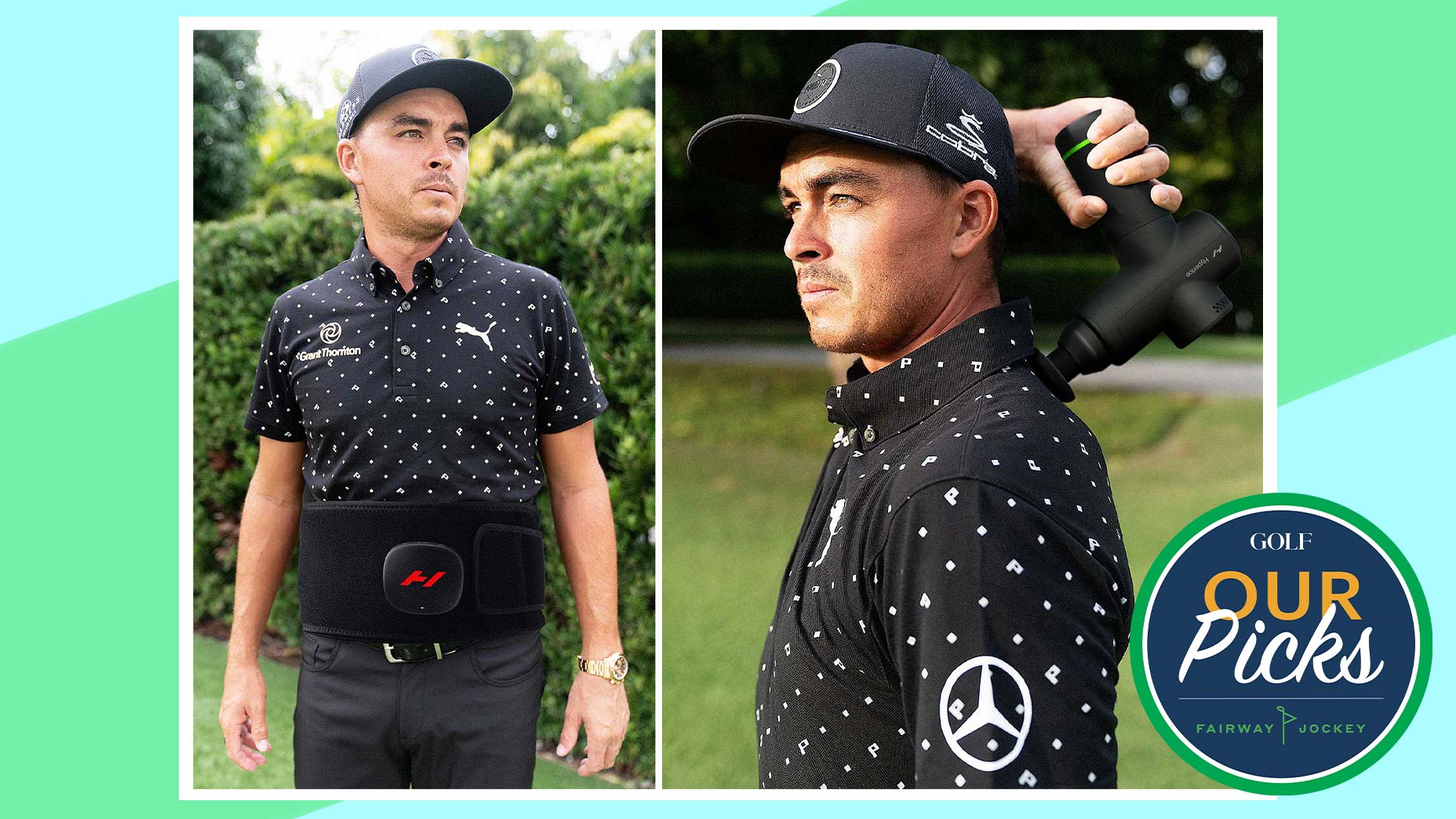 Pro golfer Rickie Fowler using massage devices