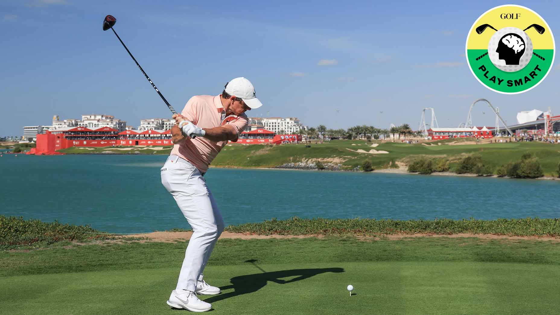 rory mcilroy swings driver during the 2022 Abu Dhabi HSBC Championship