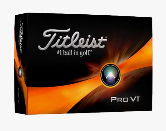 A box of Titleist Pro V1 golf balls