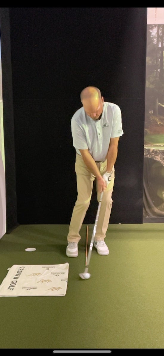 An indoor golf drill focusing on your weight distribution