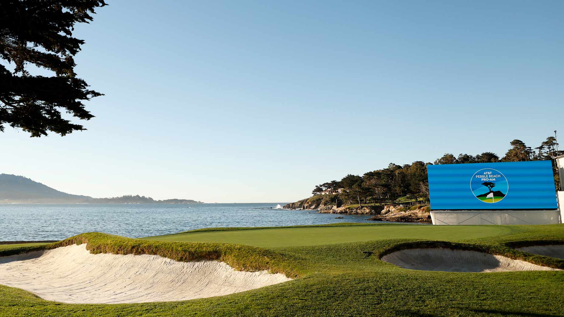 A general view of the 18th green at Pebble Beach.