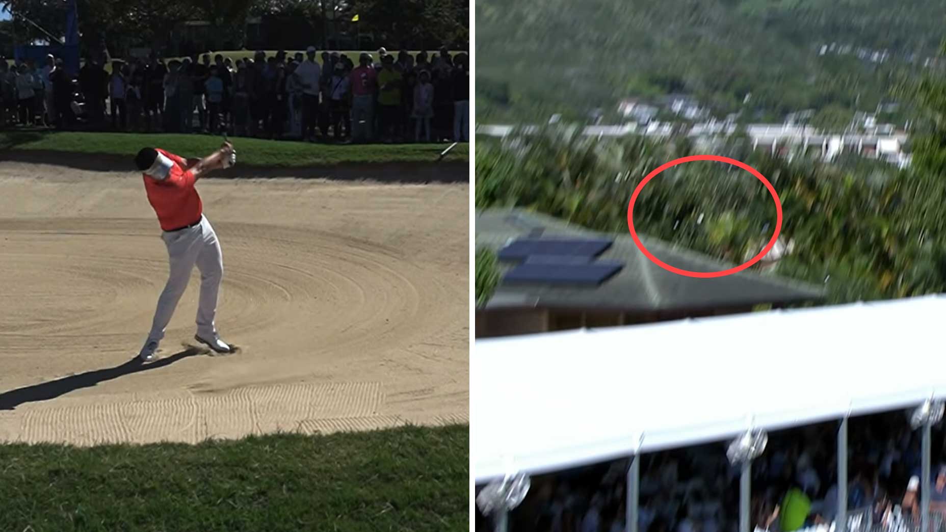 Carl Yuan hit his ball into no-man's land.