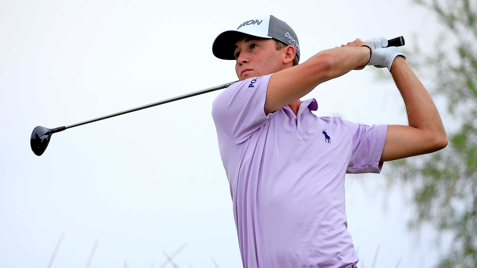 Smylie Kaufman hits a shot from the 18th tee during the final round of the Shriners Hospitals For Children Open on Oct. 25, 2015, at TPC Summerlin in Las Vegas.