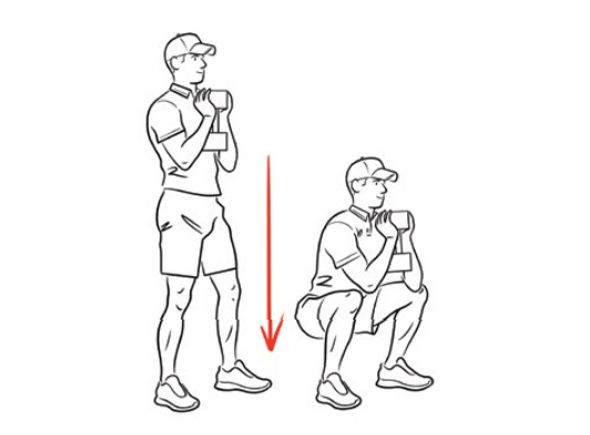 man demonstrates goblet squats