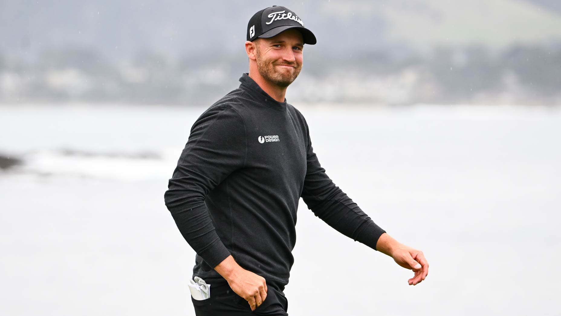 Wyndham Clark smiles at Pebble Beach.