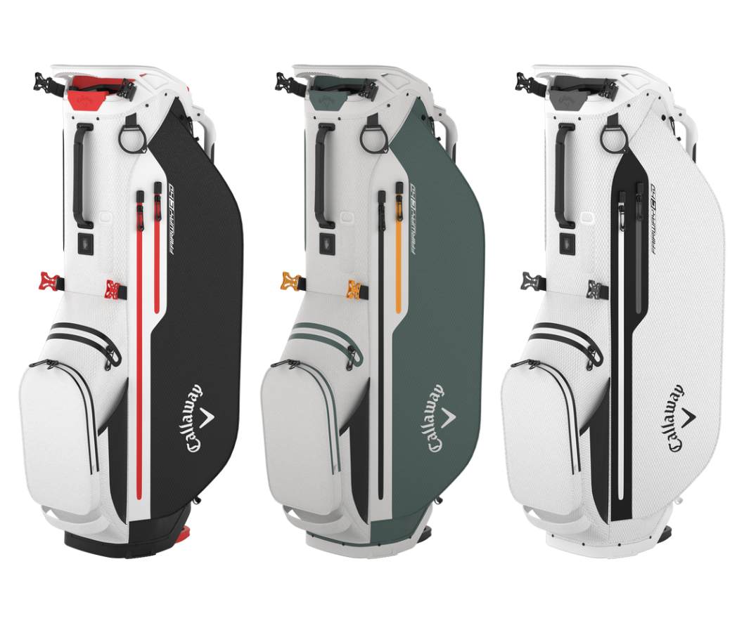 Callaway The Fairway C HD Golf Bag shown in 3 colors: white/red/blue, green/yellow/white, white/black. More color options are available.