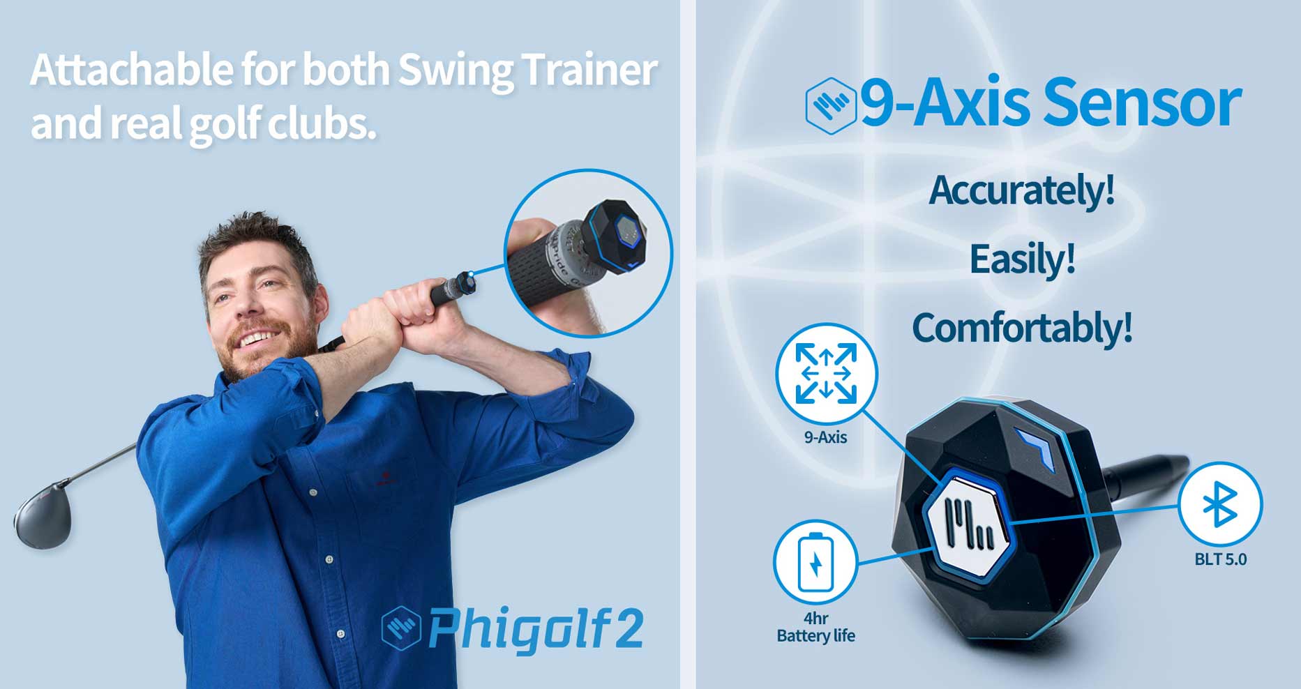 Raining outside? Short on space to practice? Travelling for work? Phigolf has you covered! The portable golf simulator, provides you with an opportunity to improve your swing from anywhere in the world. The Phigolf 2 package includes a compact swing trainer club that simulates the feel of a real golf club, as well as a sensor that can be inserted into your own clubs for use with the simulator. You can also use the Phigolf 2 swing stick and sensor with popular golfing apps like World Golf Tour and E6 Connect and play on renowned championship courses.