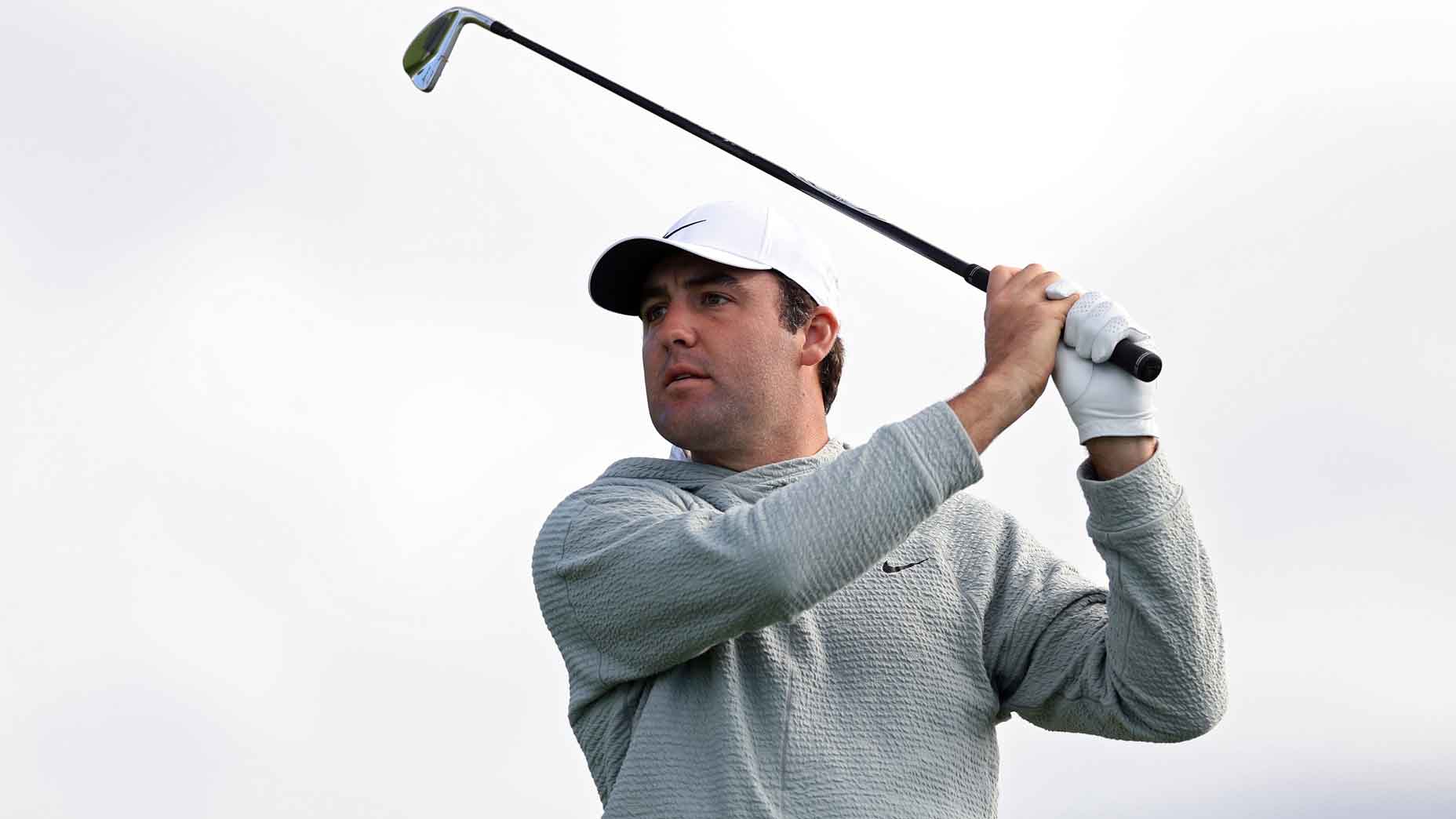 Scottie Scheffler of the United States plays a shot on the 14th hole during the second round of the AT&T Pebble Beach Pro-Am at Pebble Beach Golf Links on February 02, 2024 in Pebble Beach, California.