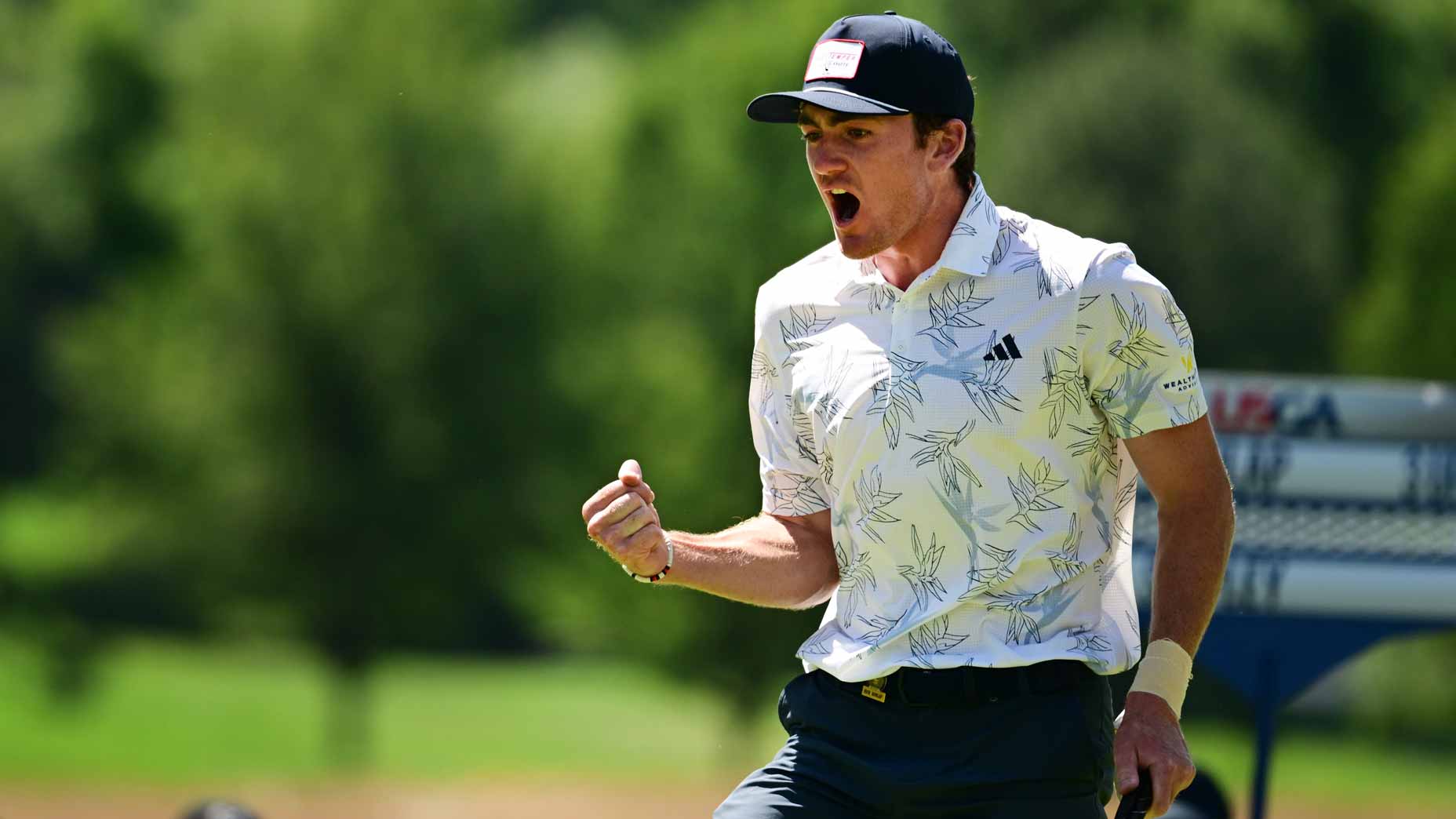 Nick Dunlap pumps his first at the U.S. Amateur.