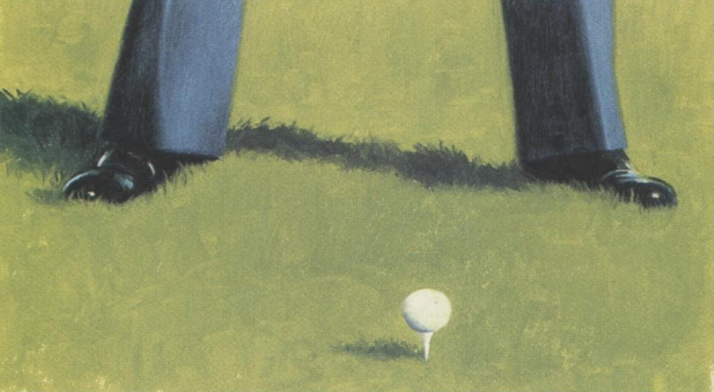 a golfer sets up with flared feet