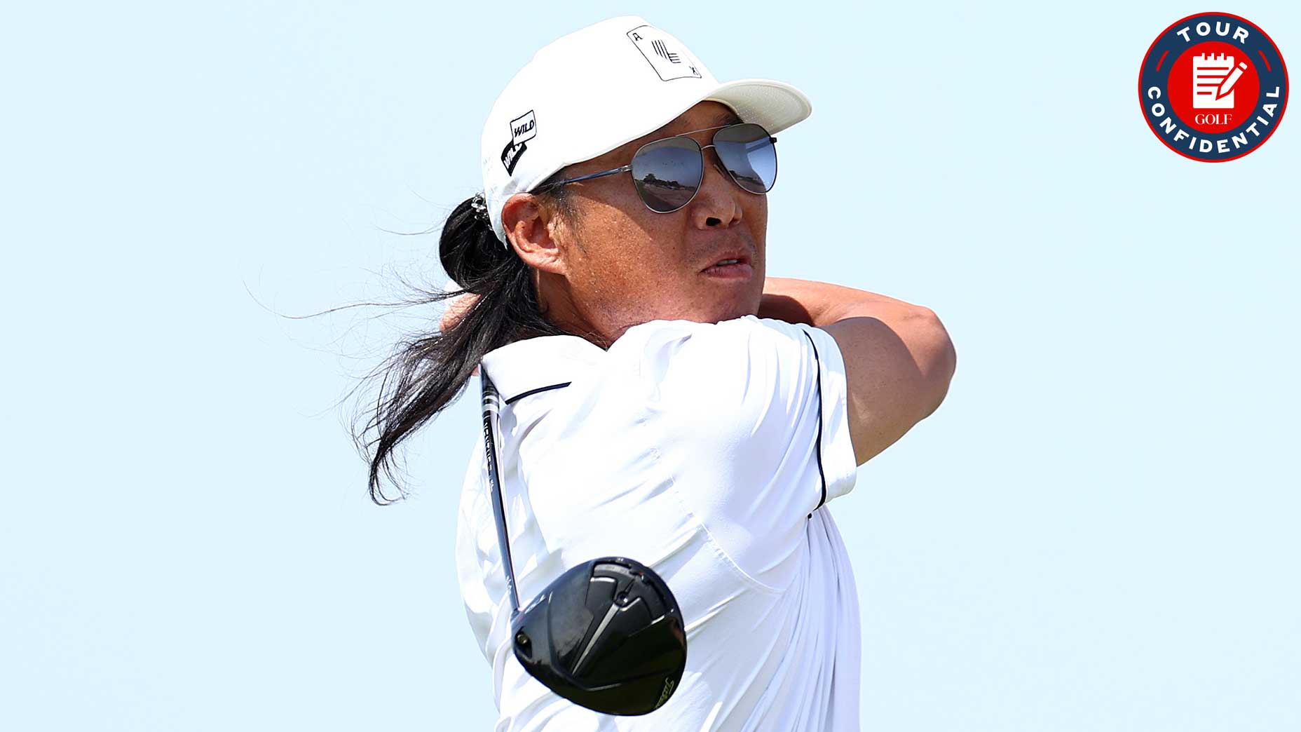 Anthony Kim watches a tee shot during the opening round of LIV Golf Jeddah on Friday at Royal Greens Golf Club in Saudi Arabia.