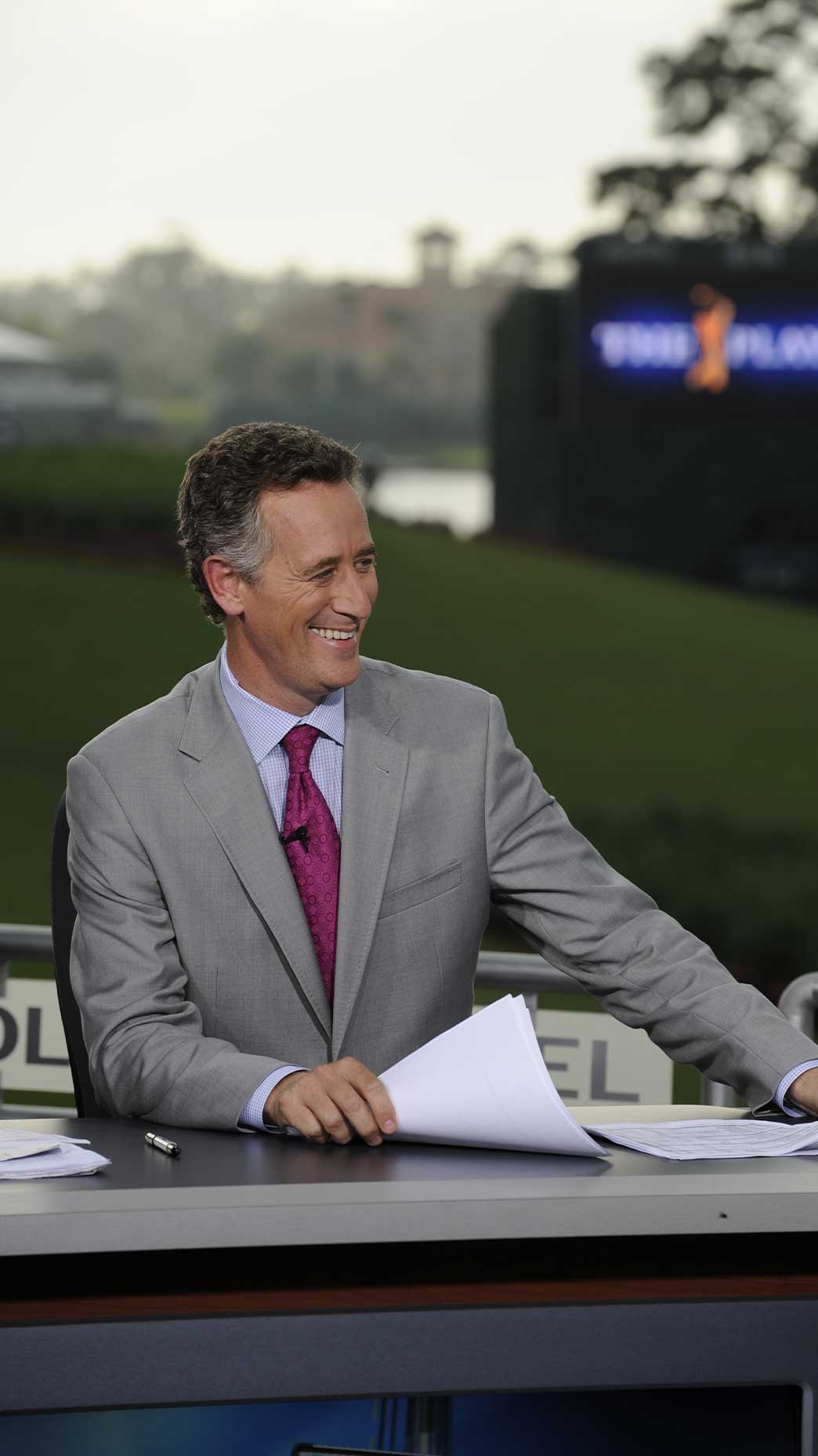 a young rich lerner at the NBC sports desk at the Players Championship