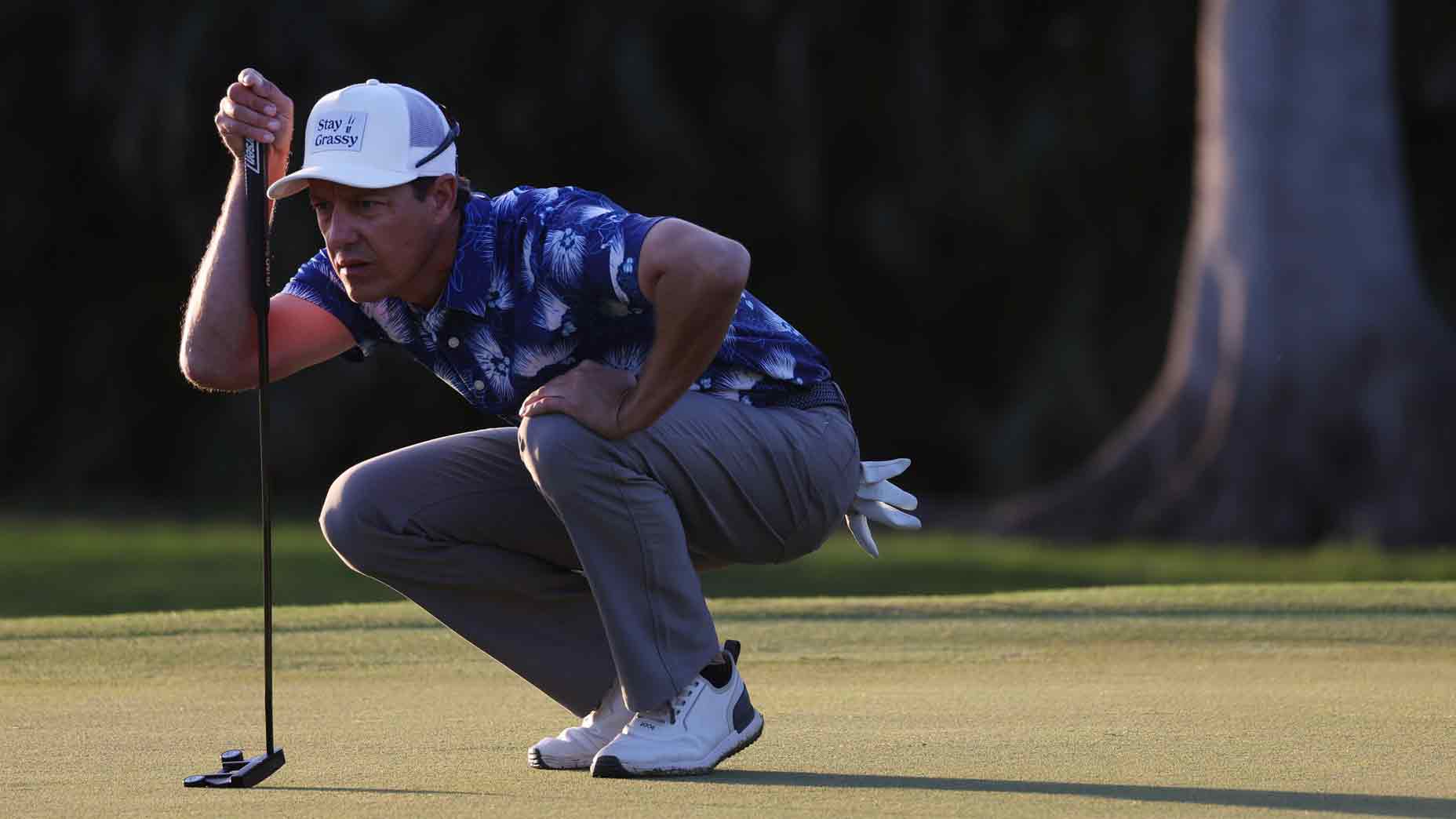 Parker McLachlin of the United States lines up a putt on the first green during the first round of the Sony Open in Hawaii at Waialae Country Club on January 12, 2023 in Honolulu, Hawaii.