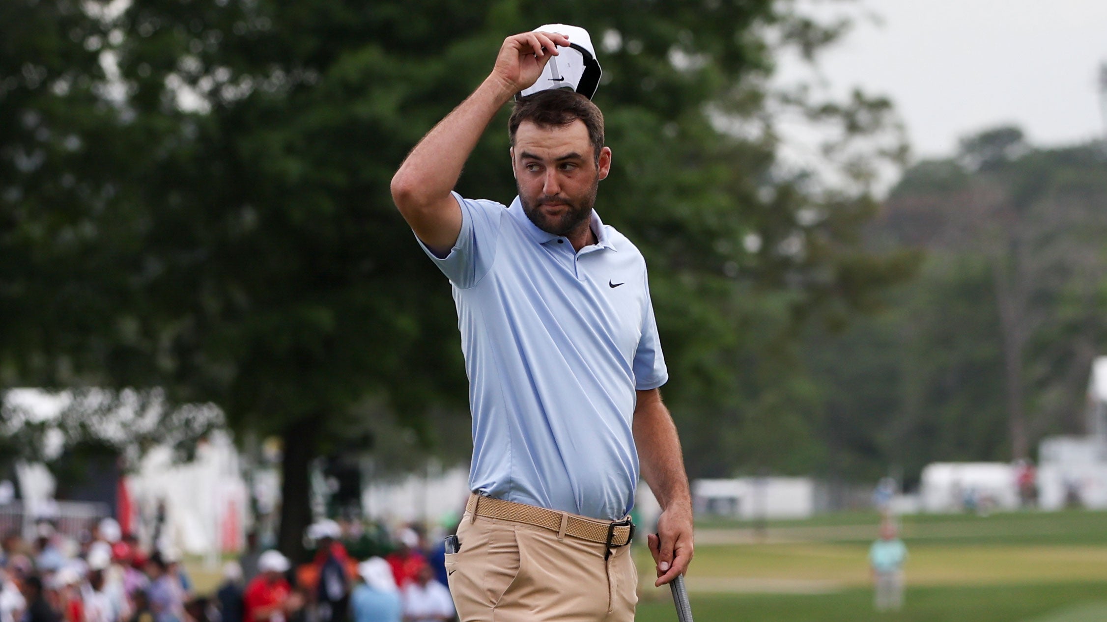 Scottie Scheffler reacts to losing the Houston Open.