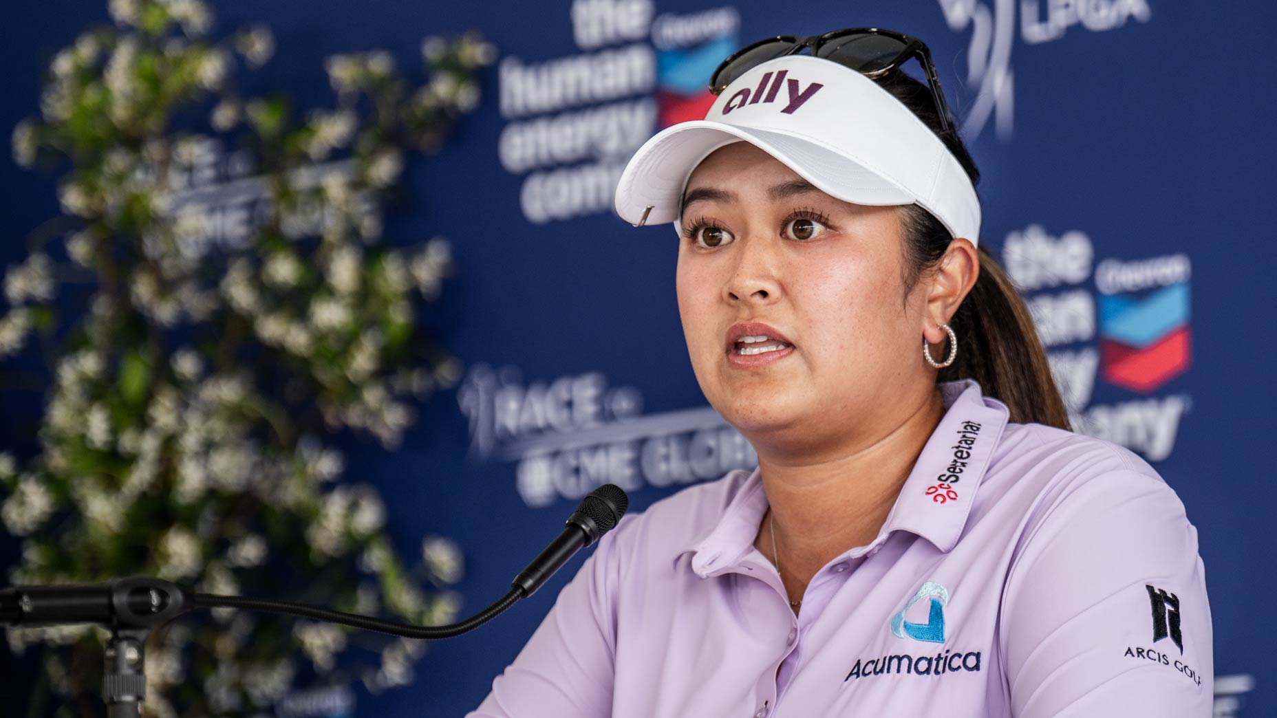 Lilia Vu speaks to the media at the Chevron Championship.