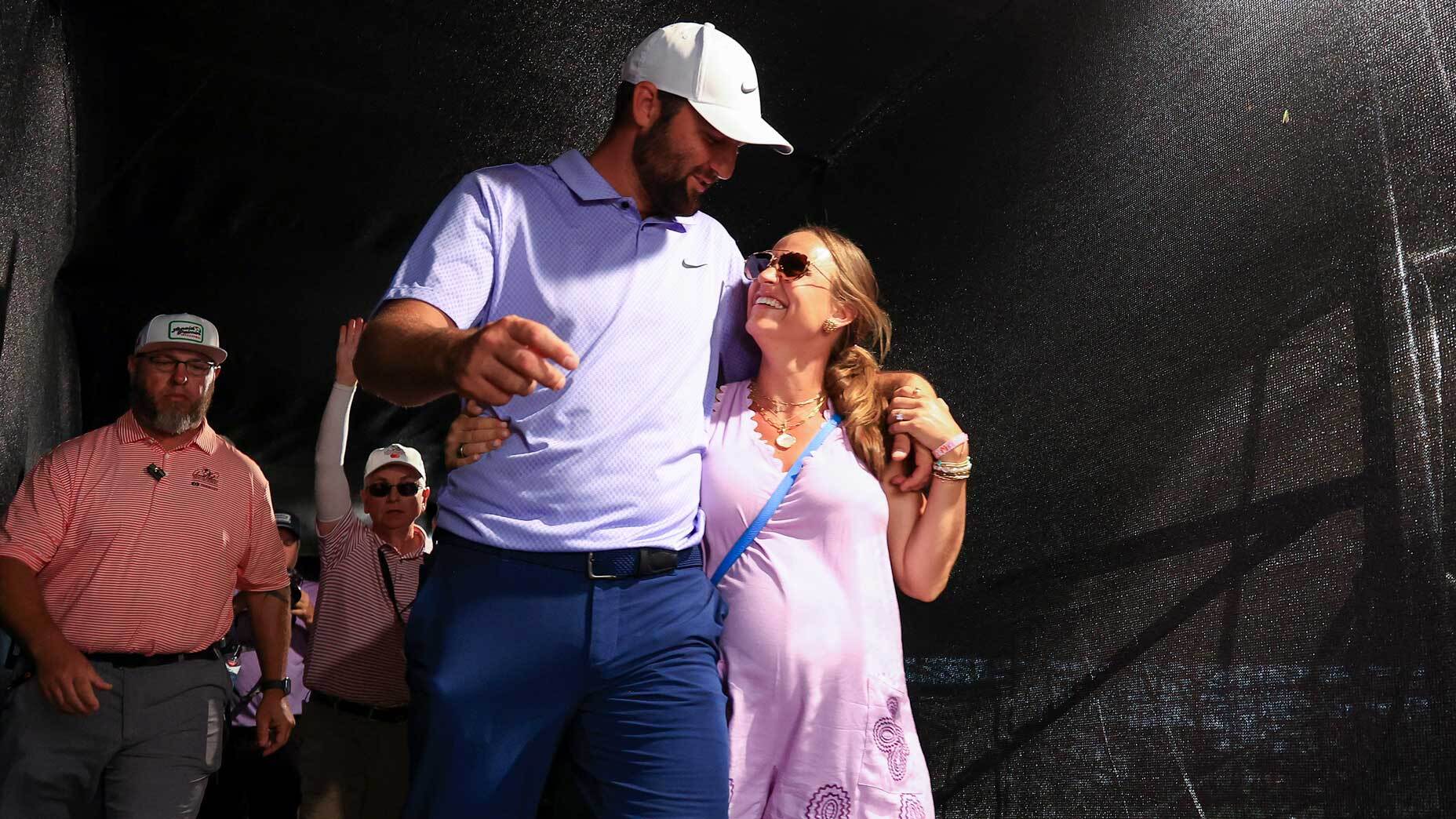 scottie scheffler and his wife, meredith.