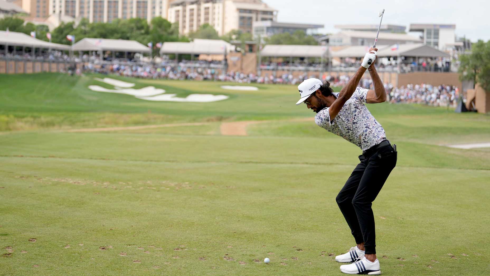 Akshay Bhatia hits a shot at the Valero Texas Open.
