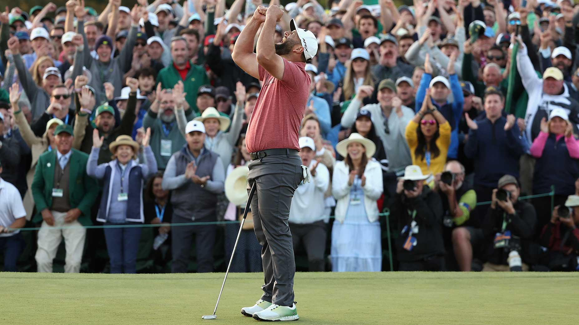 jon rahm celebrates his 2023 masters win