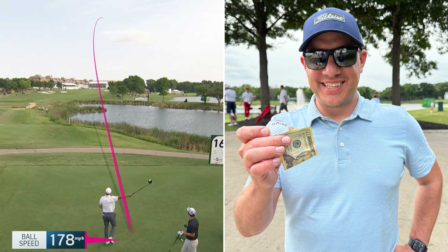 Jordan Spieth's drive goes awry. Then a fan gets $20, a ball and a welt
