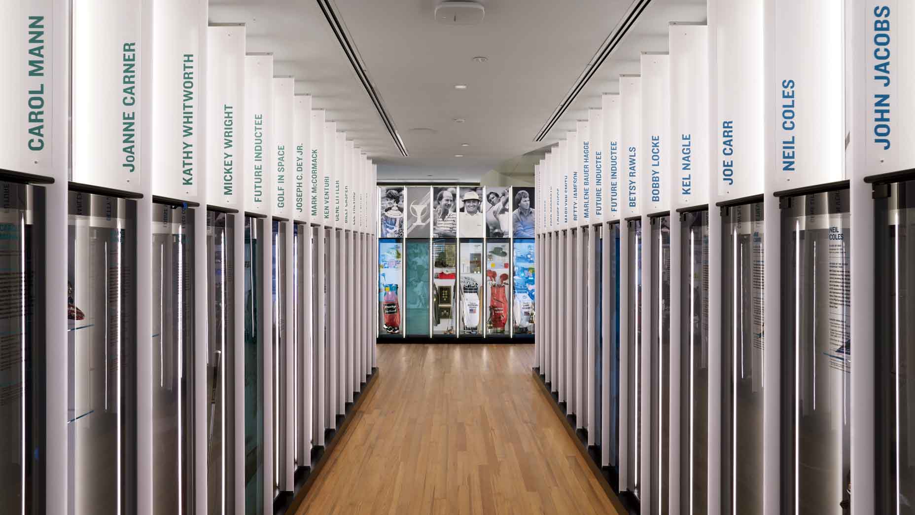 Members are grouped thematical- ly and chronologi- cally, like the four- some of American major champions from the 1970s and ’80s: Jerry Pate, Ray Floyd, Hubert Green and Lanny Wadkins (all graced by their proximity to three-time U.S. Women’s Open champion Susie Berning).