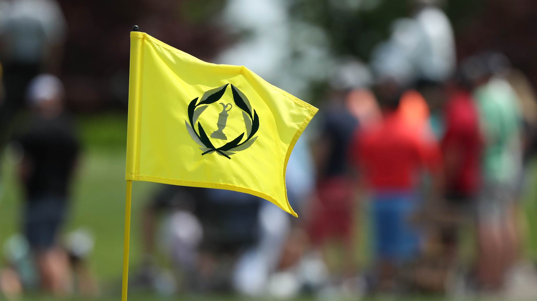 A Memorial Tournament flag waves at Muirfield Village in 2019