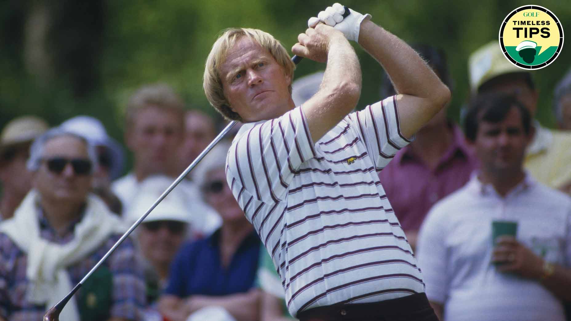 jack nicklaus swings during the masters tournament
