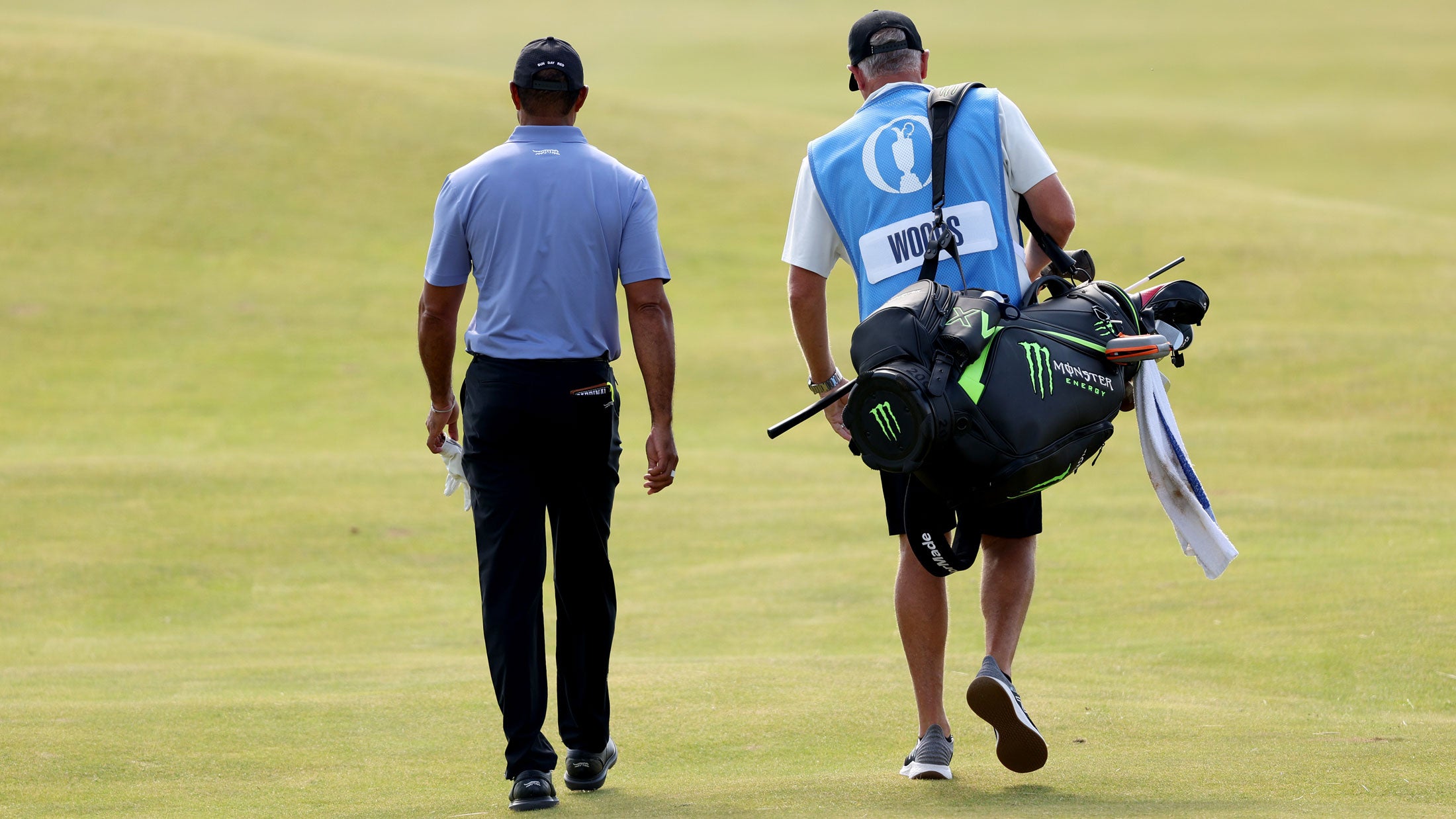 Tiger Woods of the United States walks down the ninth fairway prior to The 152nd Open championship at Royal Troon