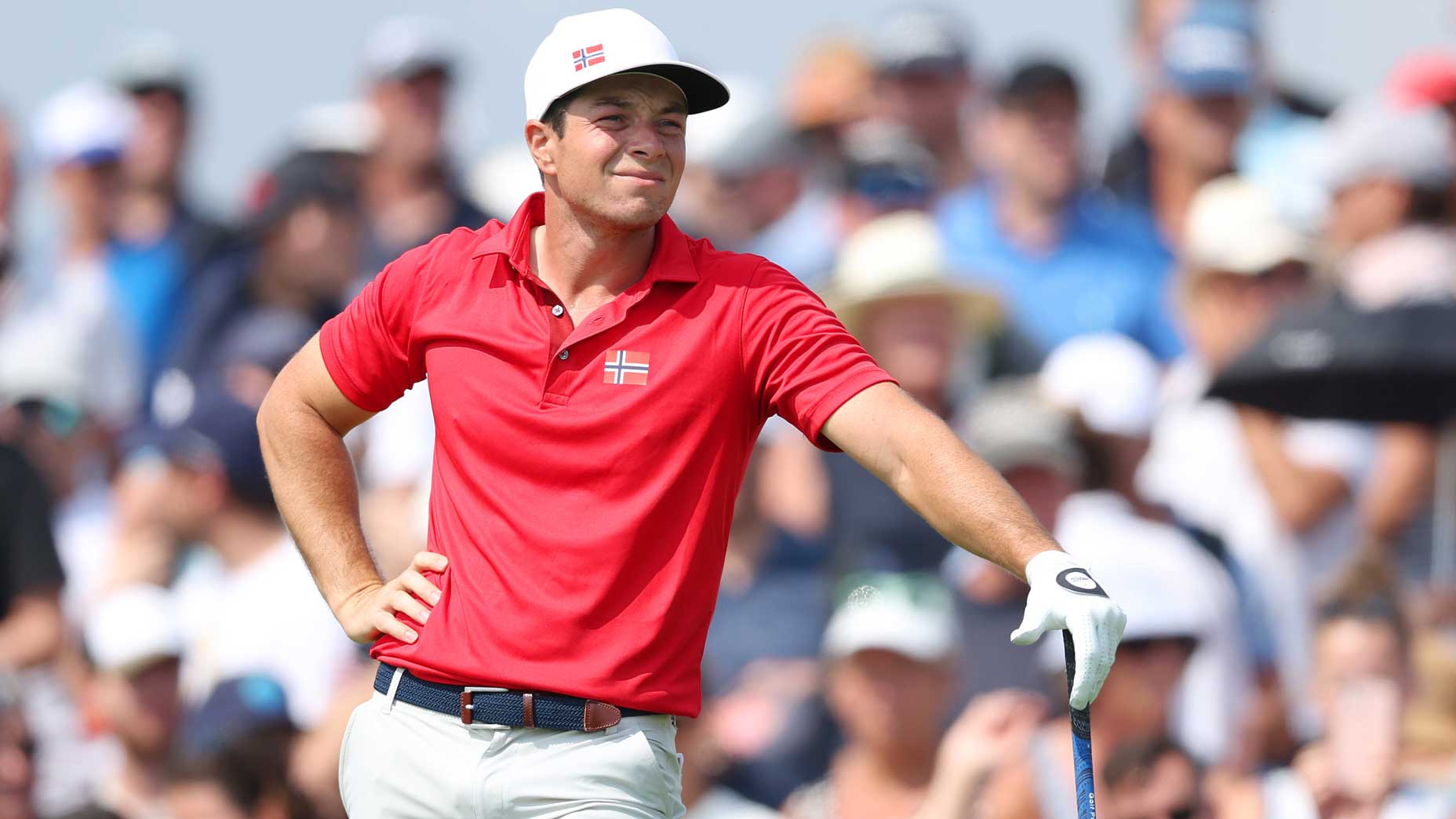 Viktor Hovland looks on at the Olympics.