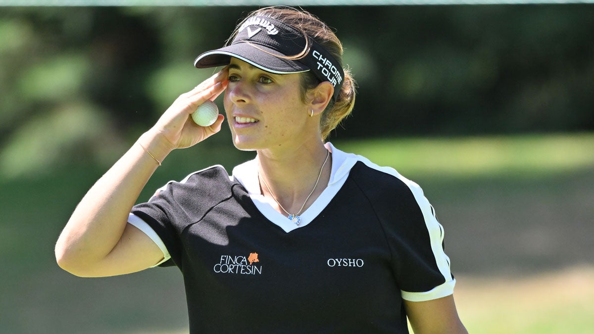 Ana Pelaez Trivino of Spain reacts on the 13th green during the first round of the Portland Classic at Columbia Edgewater Country Club