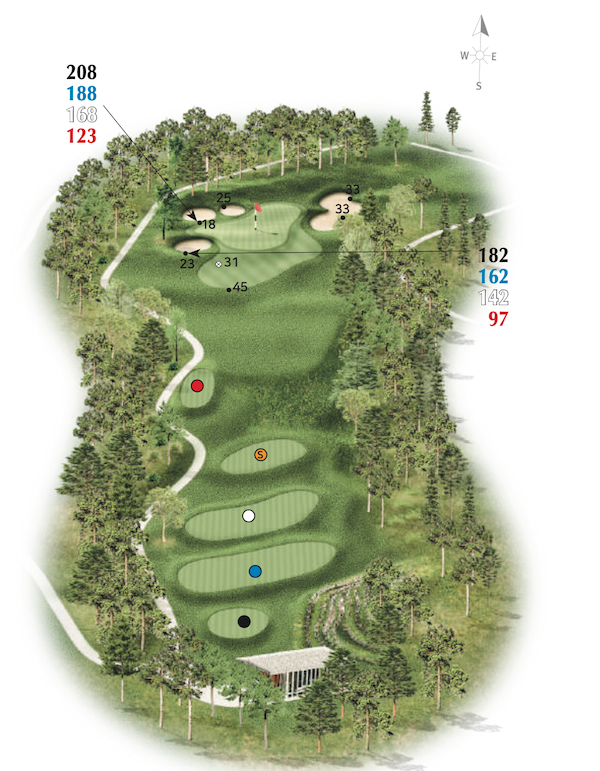 The layout of the 6th hole at Haesley Nine Bridges, host of the 2024 Bridges Cup