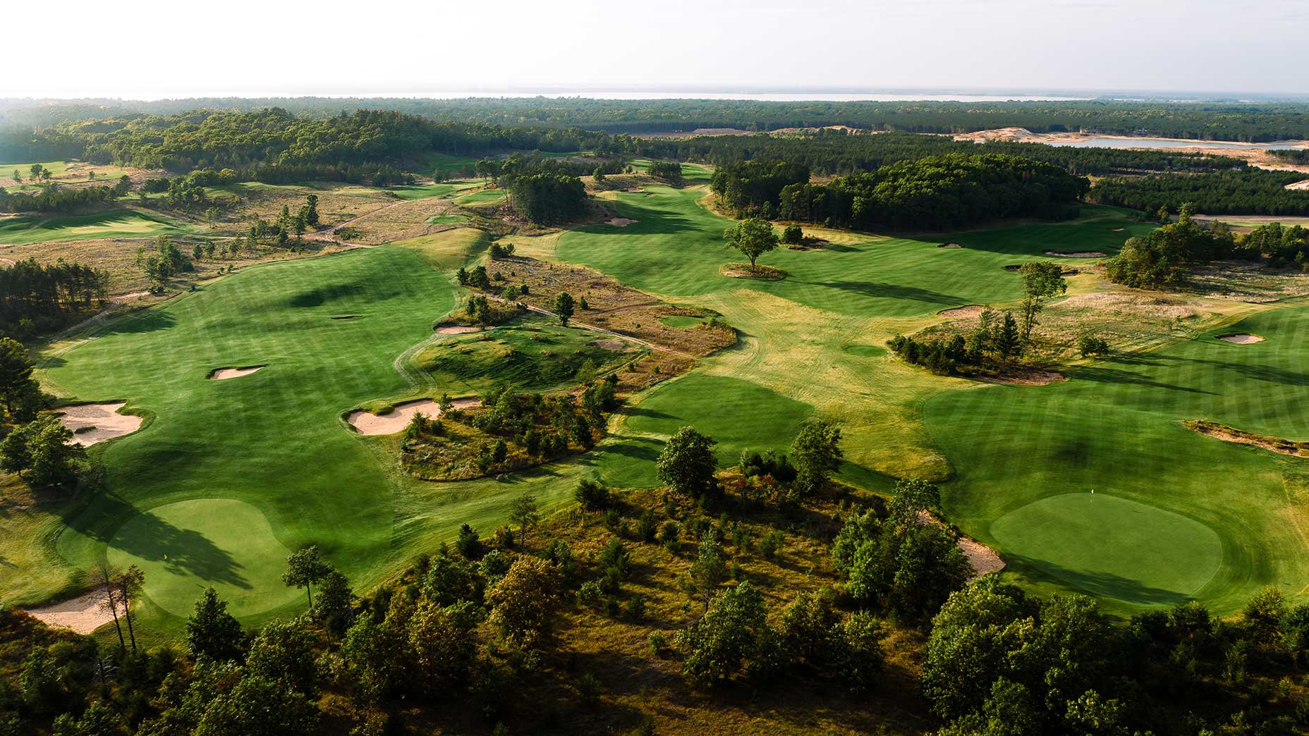 An aerial view of Sedge Valley at Sand Valley Golf Resort in Wisconsin.
