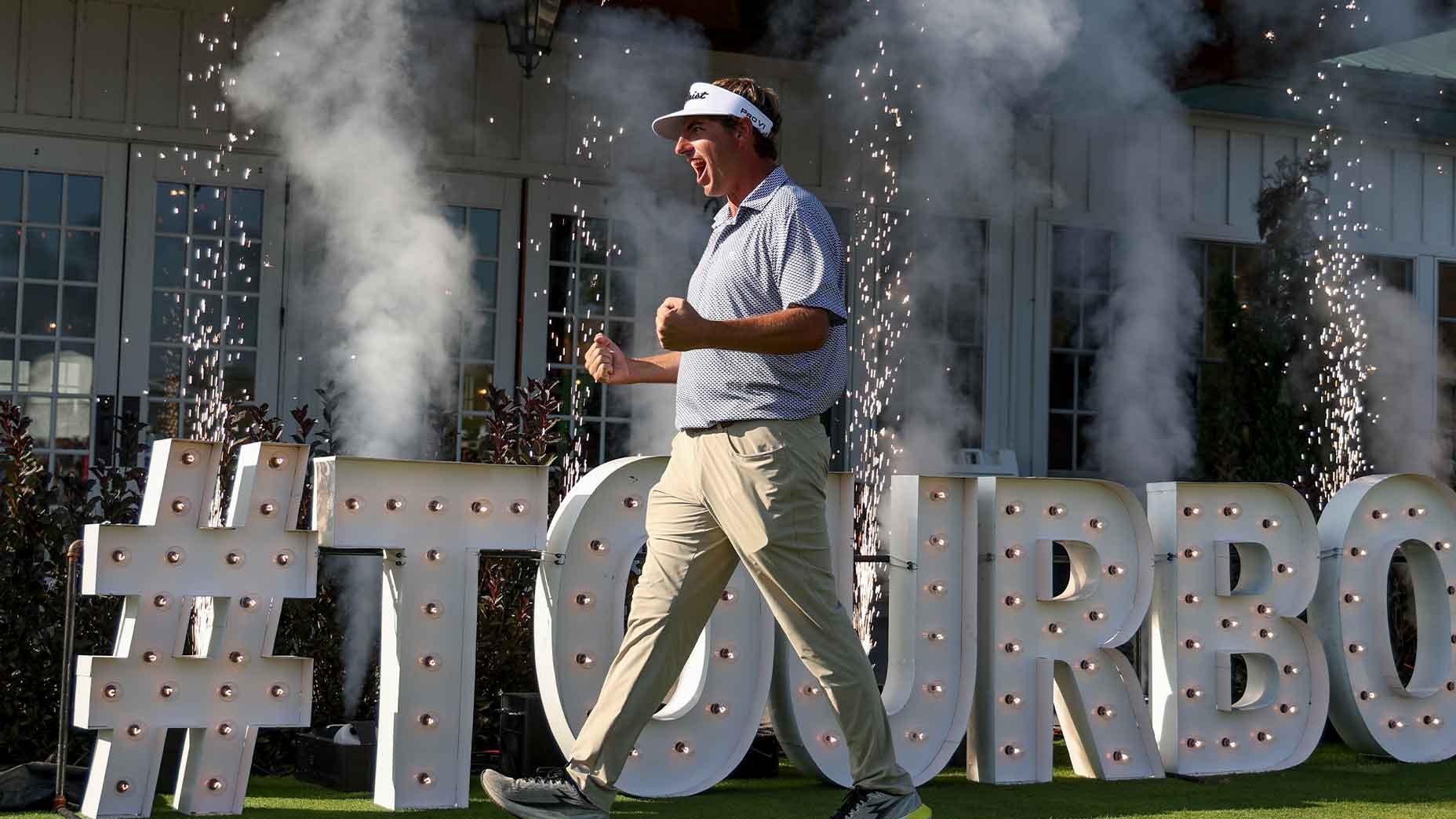 taylor dickson pumps fist at the 2024 Korn Ferry Tour finals.