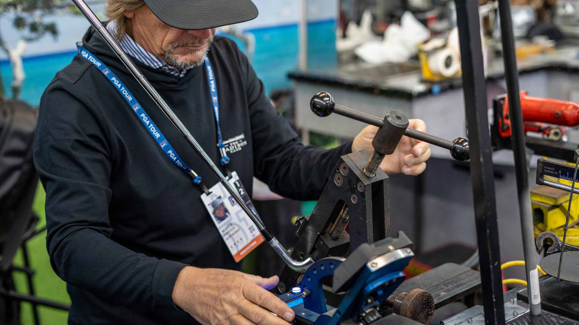 Scott Garrison uses a loft/lie machine on his Tour Truck.