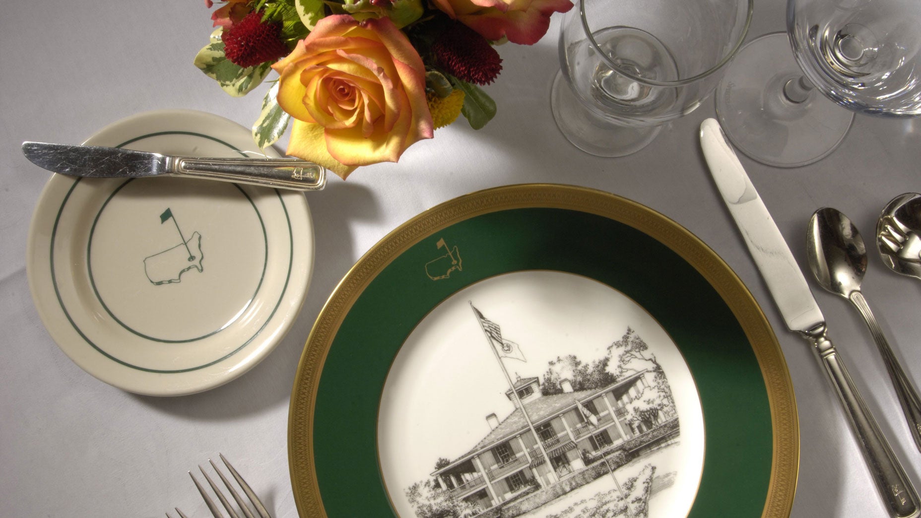 A dinner setting at Augusta National Golf Club
