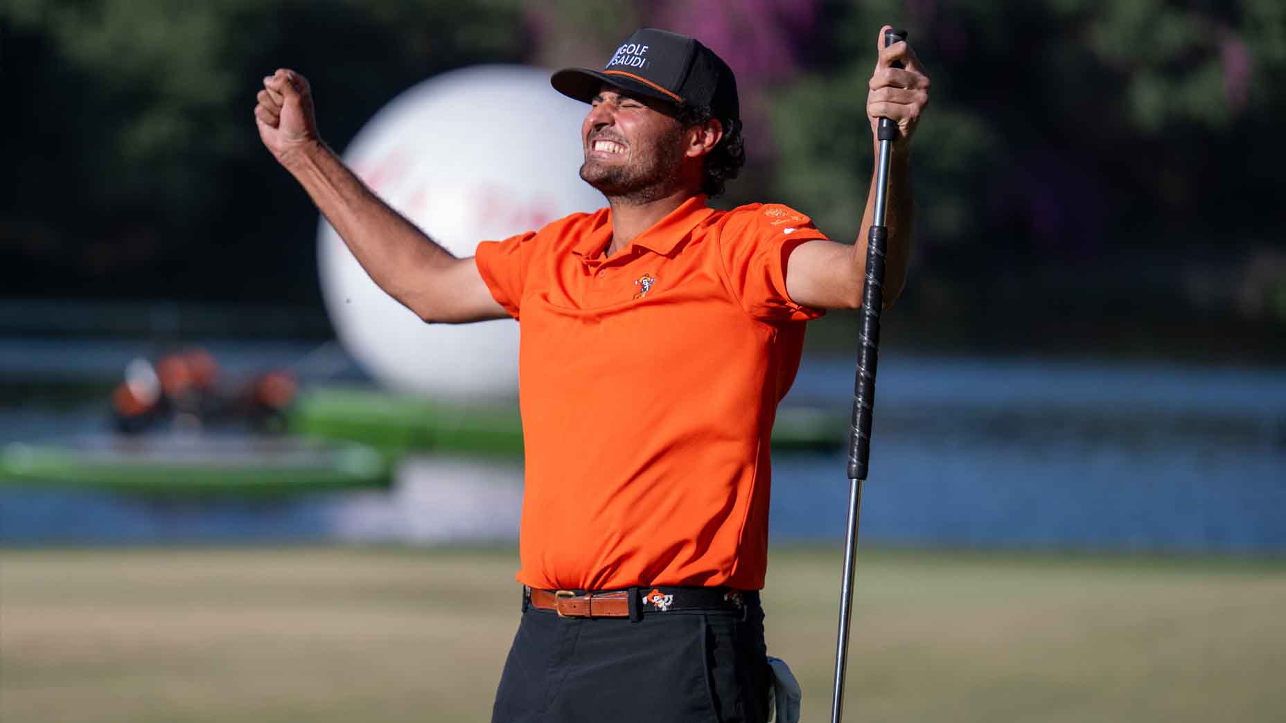 Eugenio Chacarra celebrates after winning the Hero Indian Open.