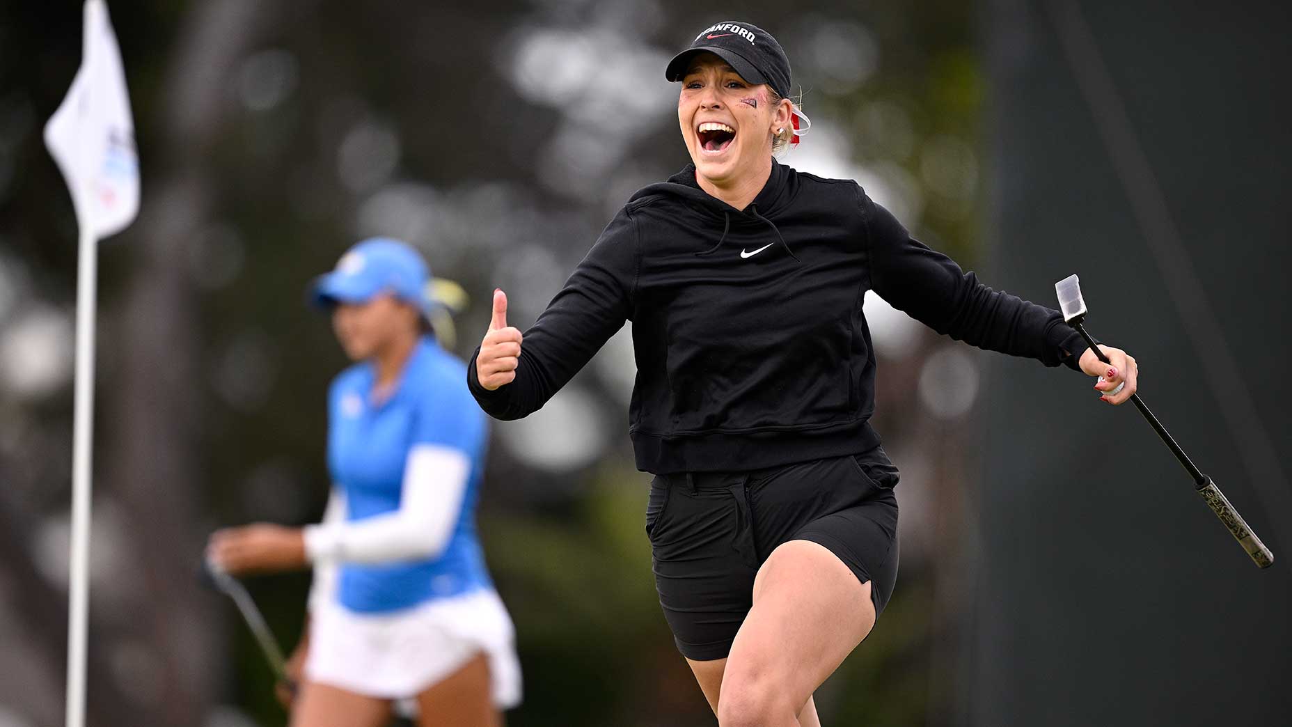 Rachel Heck of Stanford celebrates after winning the NCAA Women's Golf Division I Championships at Omni La Costa Resort & Spa on May 22, 2024, in Carlsbad, California.