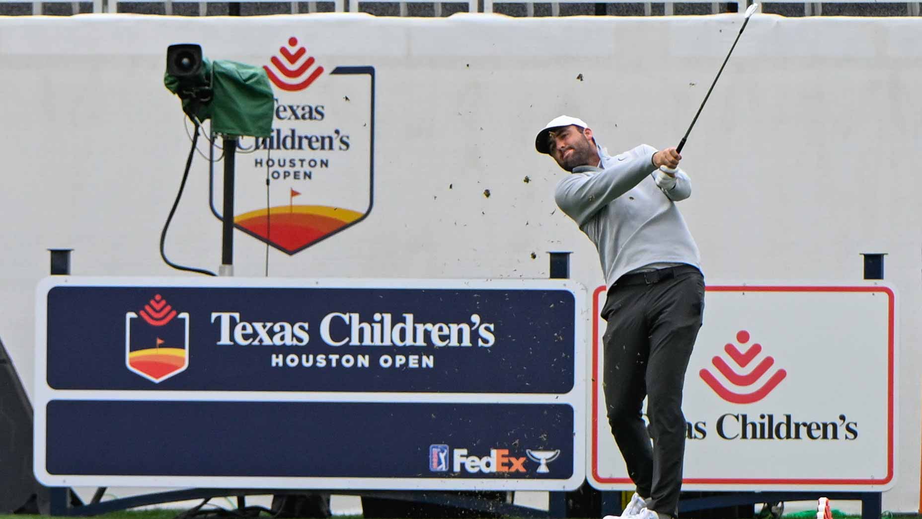 PGA Tour pro Scottie Scheffler watches his tee shotduring the second round of the 2025 Texas Children's Houston Open.
